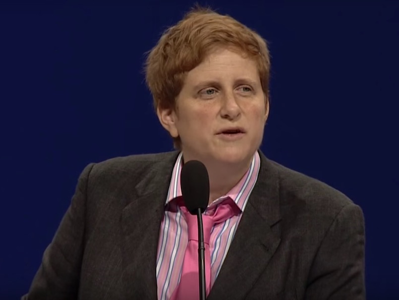 Christine Marinoni, mulher da candidata ao governo de Nova York Cynthia Nixon, que disputa as primárias democratas com Andrew M. Cuomo. (Foto: Marathi.TV)