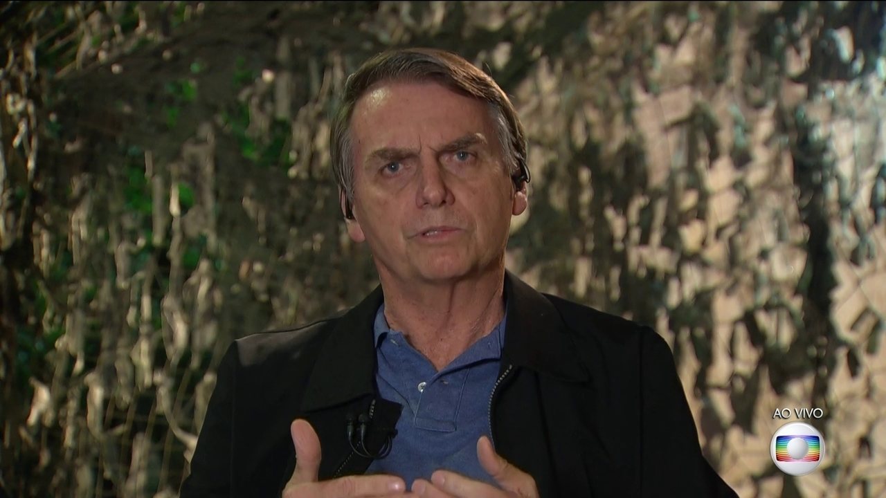 Jair Bolsonaro (PSL) durante entrevista ao Jornal Nacional. (Foto: Reprodução/TV Globo)